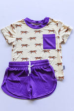 Load image into Gallery viewer, Tiger Bamboo Varsity Short Set - T-shirt &amp; Shorts
