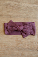 Load image into Gallery viewer, Mulberry Ribbed Solid Bamboo Bow Headband
