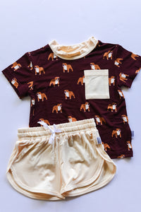 Maroon Bulldog Bamboo Varsity Short Set - T-shirt & Shorts