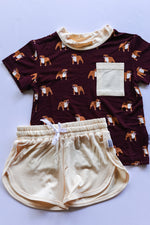 Load image into Gallery viewer, Maroon Bulldog Bamboo Varsity Short Set - T-shirt &amp; Shorts
