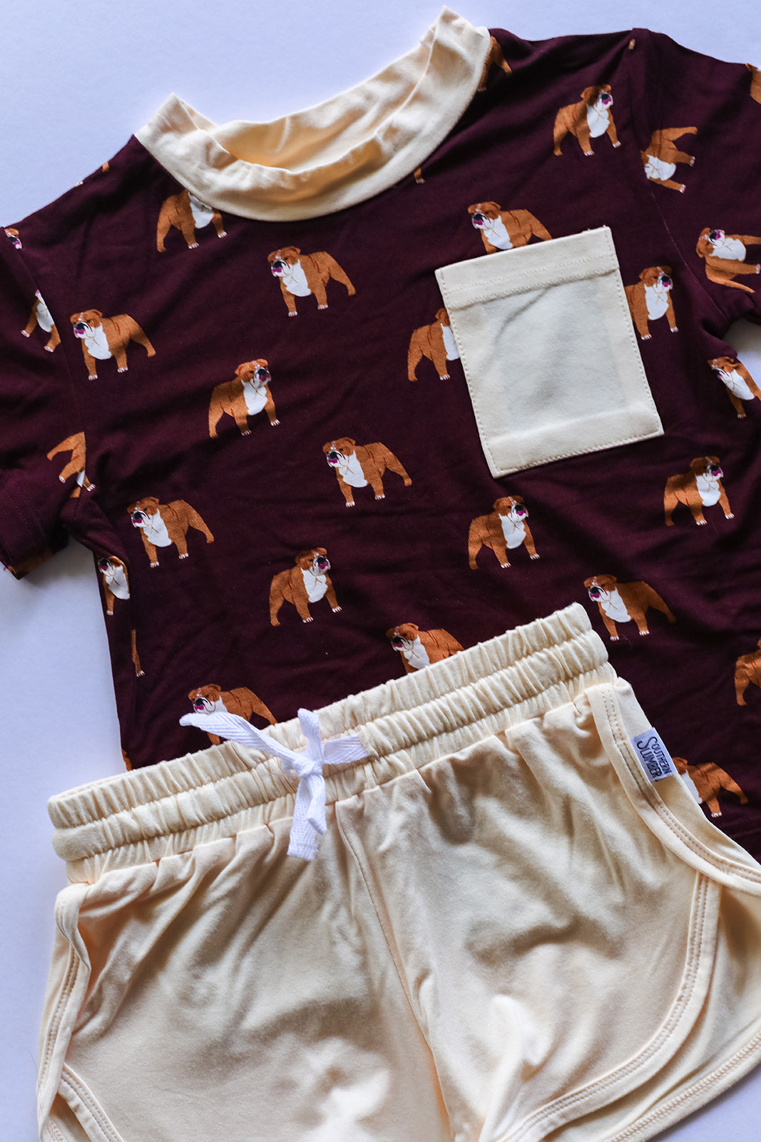 Maroon Bulldog Bamboo Varsity Short Set - T-shirt & Shorts