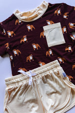 Load image into Gallery viewer, Maroon Bulldog Bamboo Varsity Short Set - T-shirt &amp; Shorts
