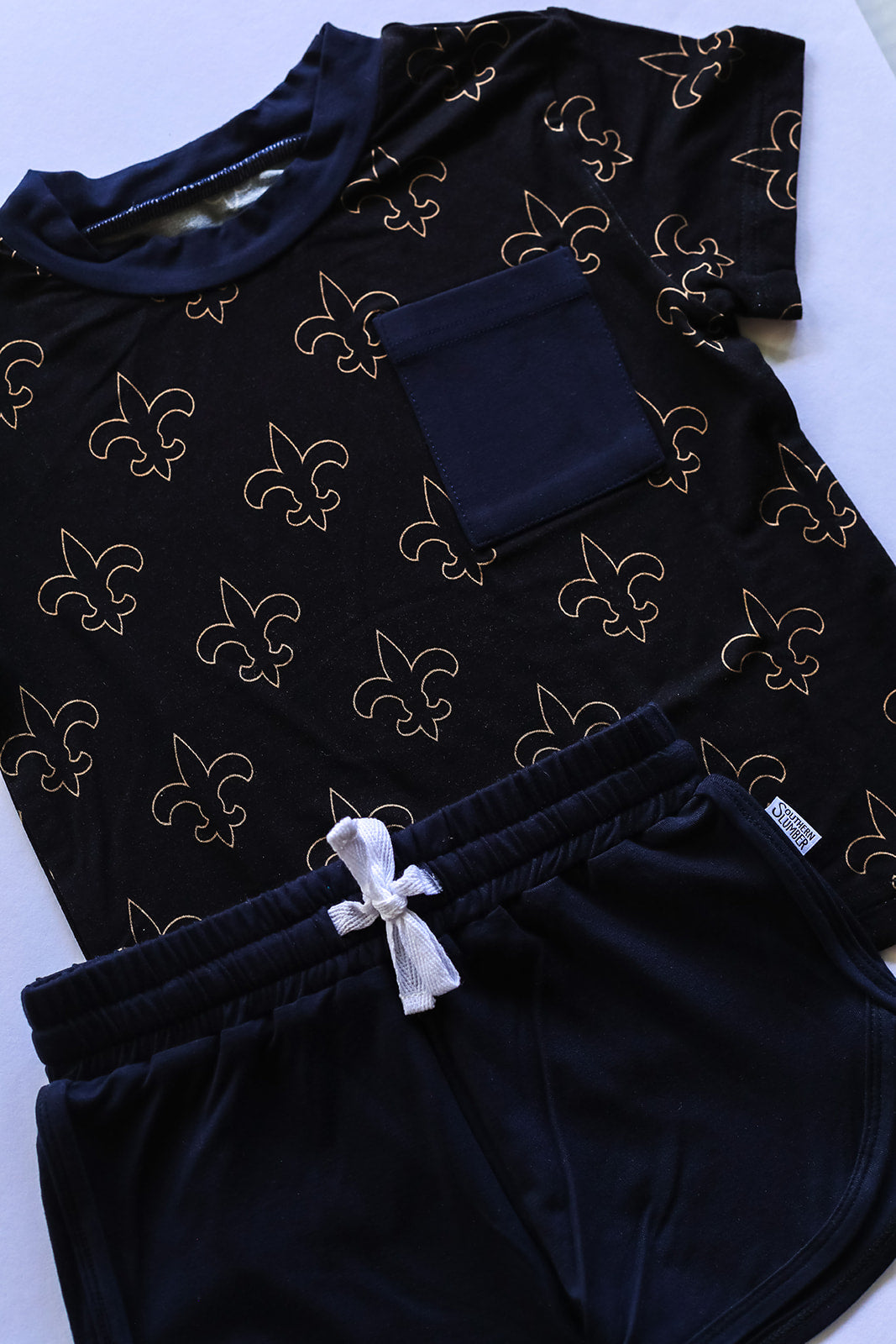 Fleur de lis Bamboo Varsity Short Set - T-shirt & Shorts