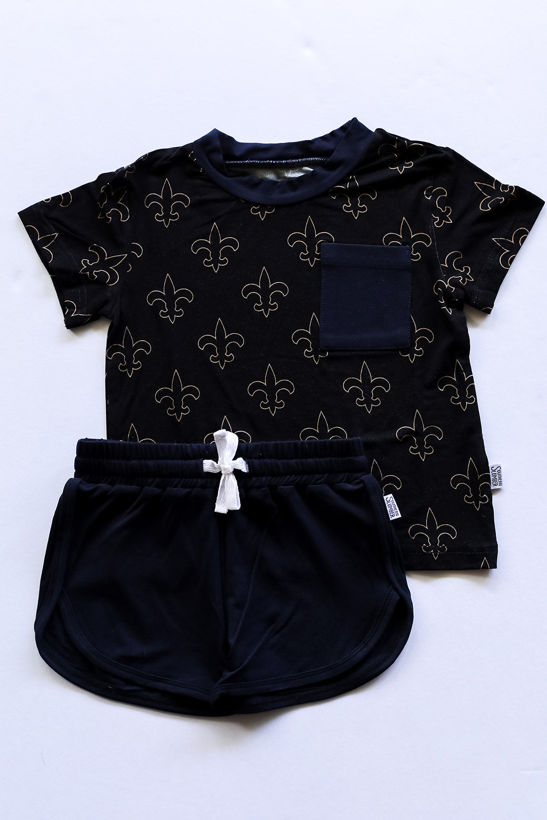 Fleur de lis Bamboo Varsity Short Set - T-shirt & Shorts