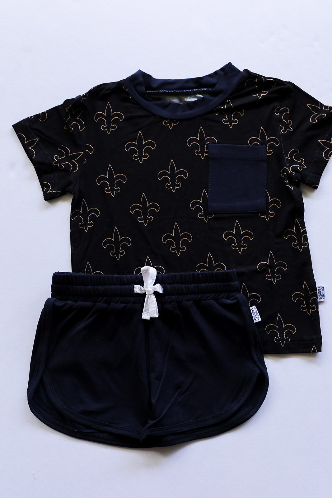 Fleur de lis Bamboo Varsity Short Set - T-shirt & Shorts