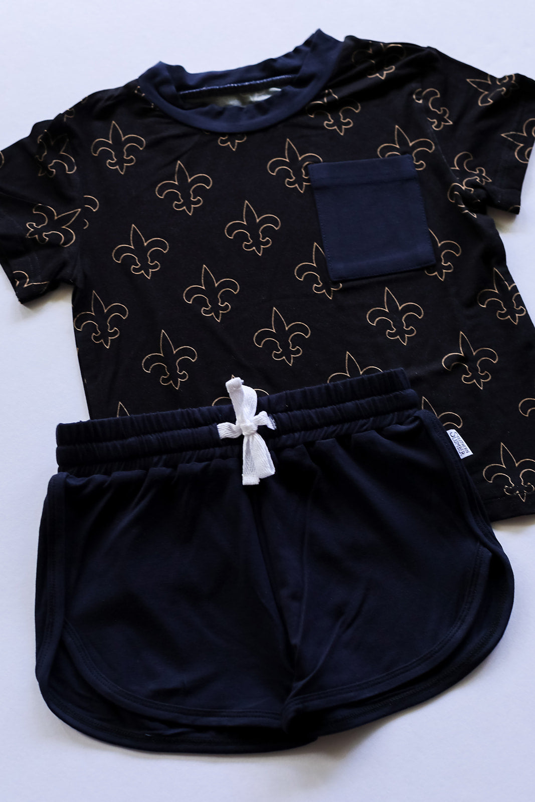 Fleur de lis Bamboo Varsity Short Set - T-shirt & Shorts