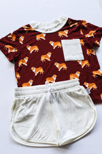 Load image into Gallery viewer, Collie Bamboo Varsity Short Set - T-shirt &amp; Shorts
