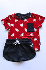 Load image into Gallery viewer, Red Bulldog Bamboo Varsity Short Set - T-shirt &amp; Shorts
