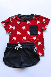 Red Bulldog Bamboo Varsity Short Set - T-shirt & Shorts