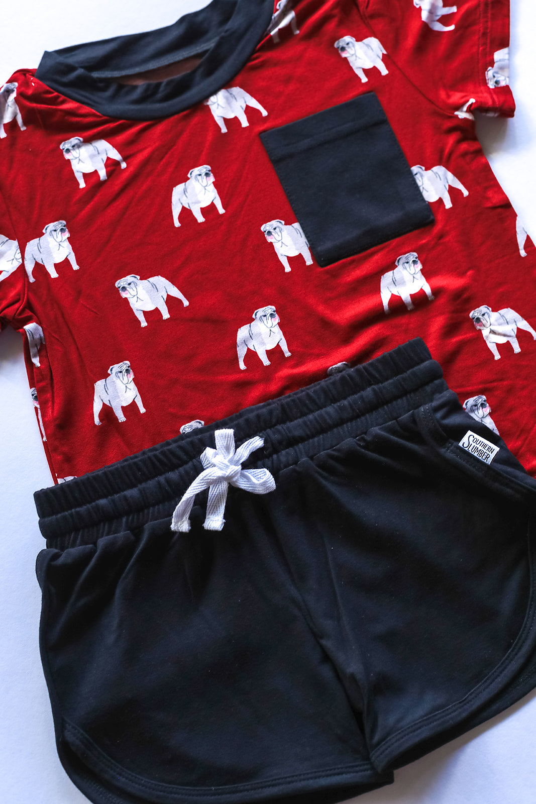 Red Bulldog Bamboo Varsity Short Set - T-shirt & Shorts