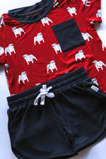 Load image into Gallery viewer, Red Bulldog Bamboo Varsity Short Set - T-shirt &amp; Shorts
