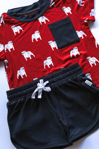 Red Bulldog Bamboo Varsity Short Set - T-shirt & Shorts