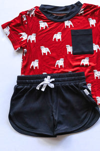 Red Bulldog Bamboo Varsity Short Set - T-shirt & Shorts