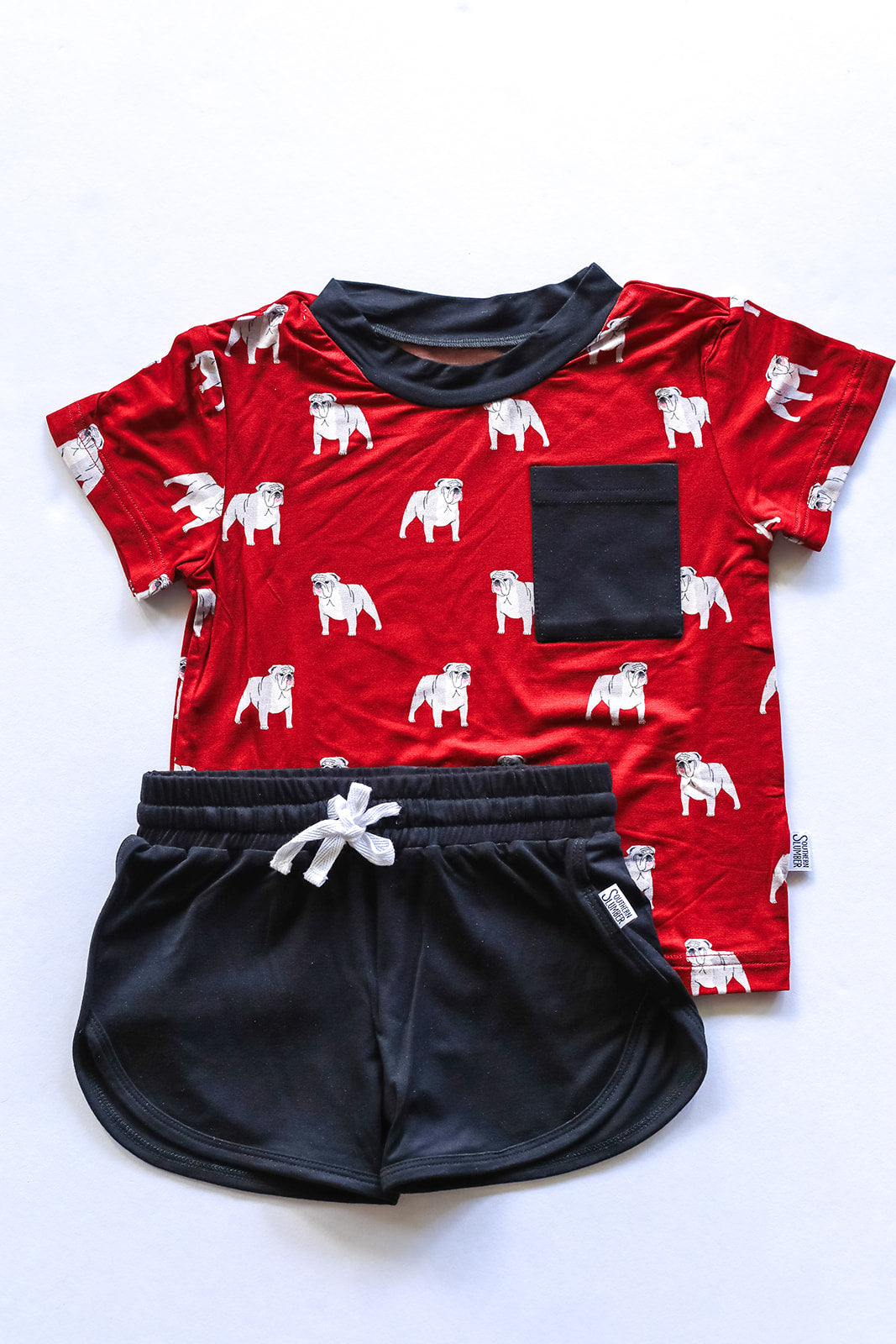 Red Bulldog Bamboo Varsity Short Set - T-shirt & Shorts