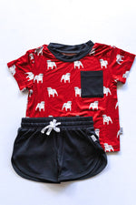 Load image into Gallery viewer, Red Bulldog Bamboo Varsity Short Set - T-shirt &amp; Shorts
