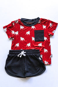 Red Bulldog Bamboo Varsity Short Set - T-shirt & Shorts