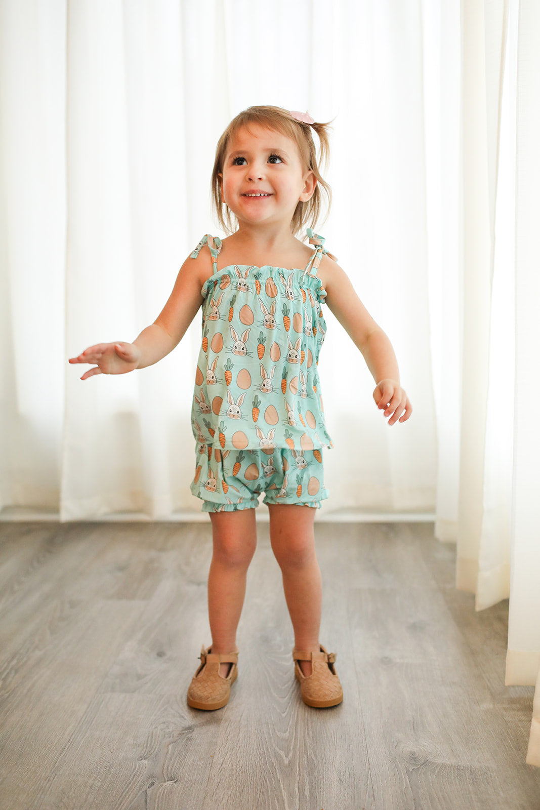 Blue Bunny Bamboo Spaghetti Strap Set - Adjustable Straps