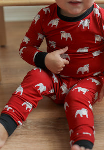 Red Bulldog 2 Piece Bamboo Pajama Set