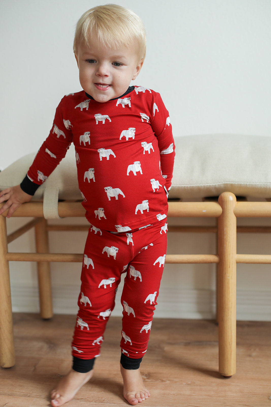 Red Bulldog 2 Piece Bamboo Pajama Set