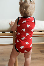 Load image into Gallery viewer, Red Bulldog Bamboo Henley Onesie with Snaps
