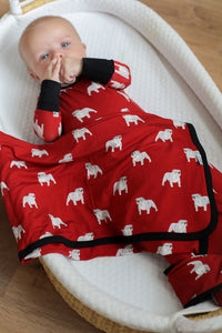 Red Bulldog Bamboo Swaddle Blanket