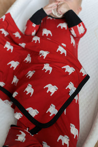 Red Bulldog Bamboo Swaddle Blanket