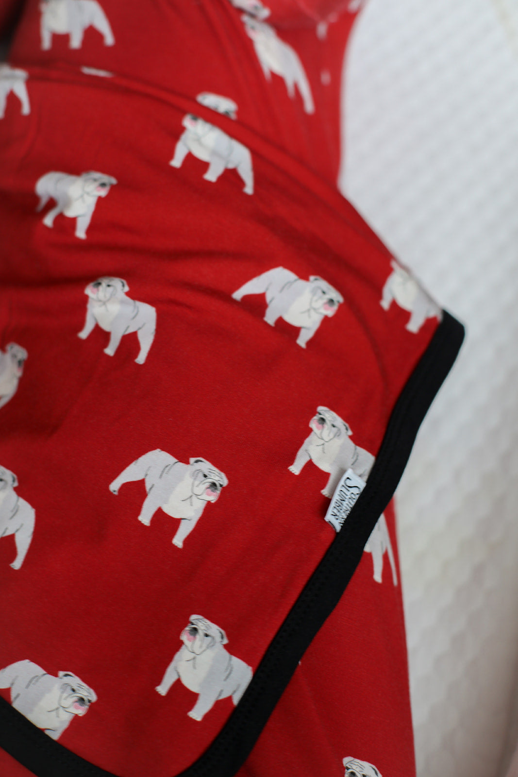 Red Bulldog Bamboo Swaddle Blanket