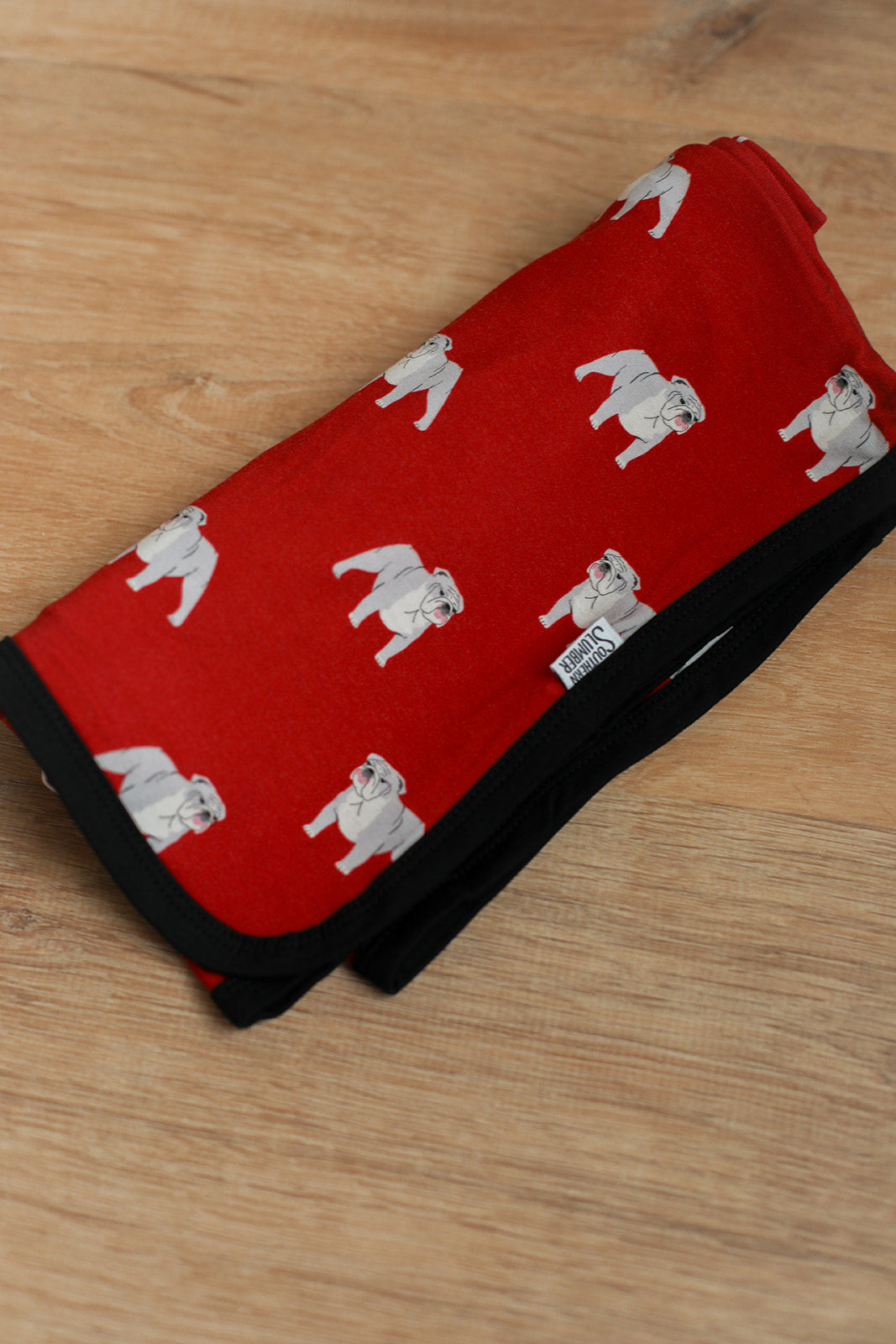 Red Bulldog Bamboo Swaddle Blanket