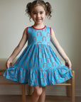 Red Arch Bamboo Tiered Twirl Dress - with Pockets