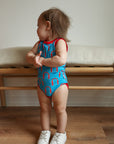 Red Arch Bamboo Henley Onesie with Snaps