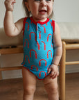 Red Arch Bamboo Henley Onesie with Snaps