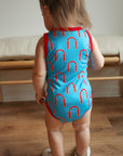 Red Arch Bamboo Henley Onesie with Snaps