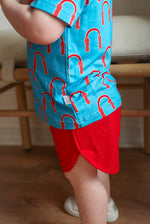 Load image into Gallery viewer, Red Arch Bamboo Varsity Short Set - T-shirt &amp; Shorts
