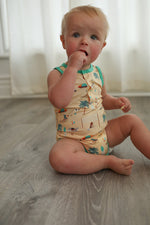 Load image into Gallery viewer, Beach Dog Bamboo Henley Onesie with Snaps
