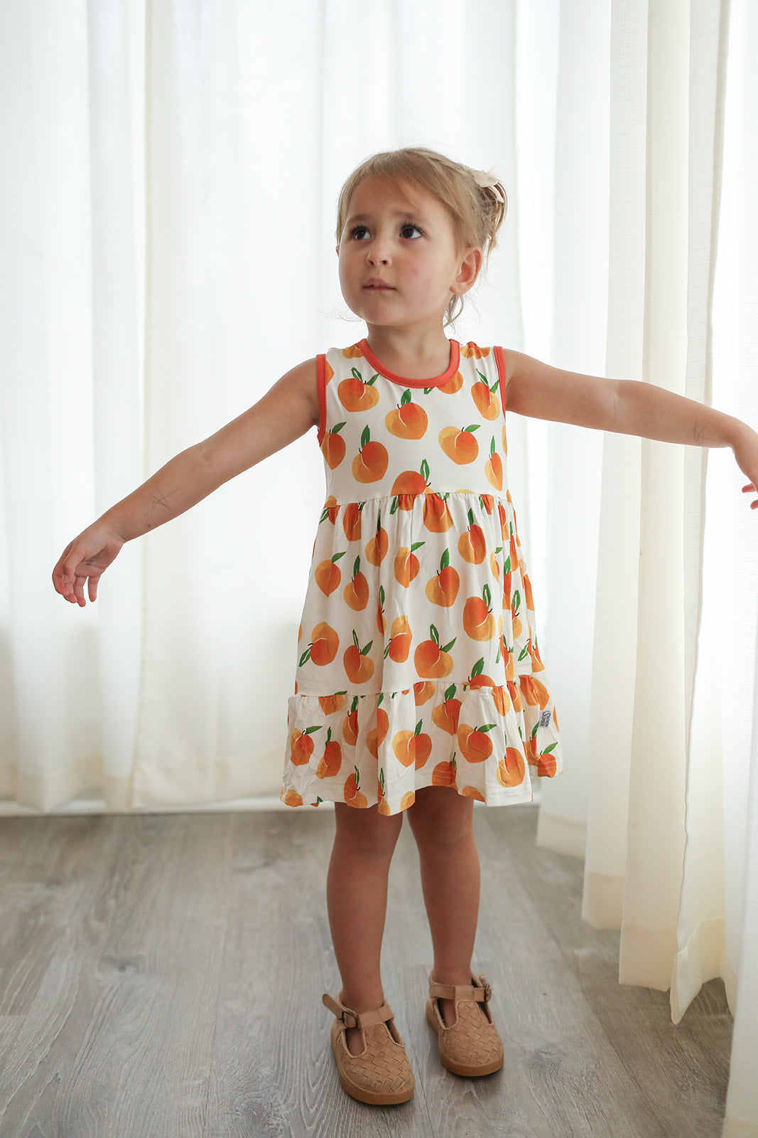 Peaches Bamboo Tiered Twirl Dress - with Pockets