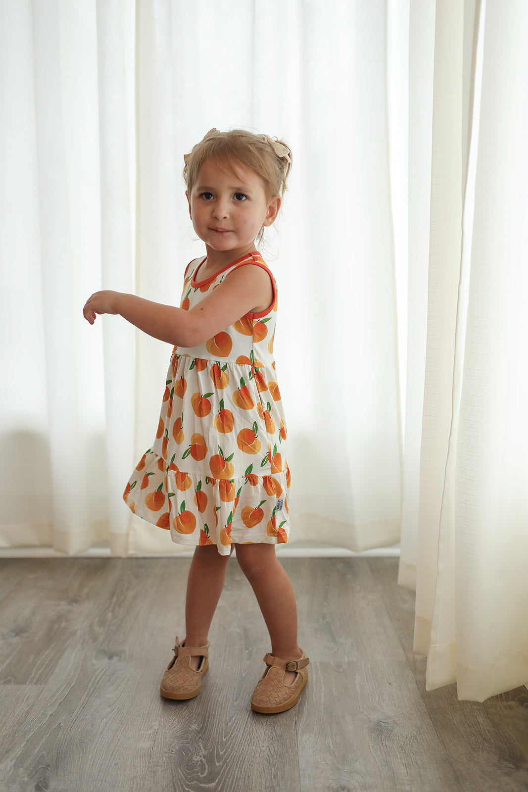 Peaches Bamboo Tiered Twirl Dress - with Pockets