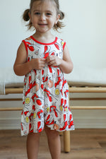 Load image into Gallery viewer, Crawfish Bamboo Tiered Twirl Dress - with Pockets
