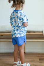 Load image into Gallery viewer, Blue Crab Bamboo Varsity Short Set - T-shirt &amp; Shorts
