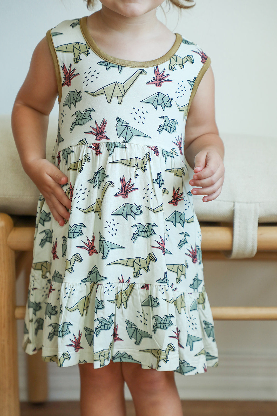 Dino Bamboo Tiered Twirl Dress - with Pockets