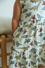Load image into Gallery viewer, Dino Bamboo Tiered Twirl Dress - with Pockets
