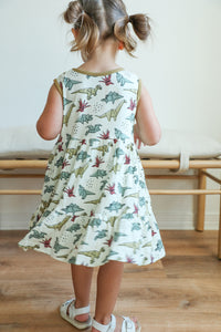 Dino Bamboo Tiered Twirl Dress - with Pockets