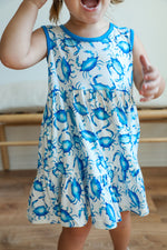 Load image into Gallery viewer, Blue Crab Bamboo Tiered Twirl Dress - with Pockets
