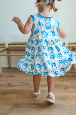 Load image into Gallery viewer, Blue Crab Bamboo Tiered Twirl Dress - with Pockets

