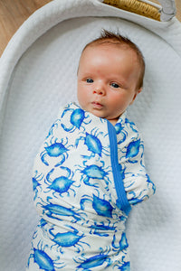 Blue Crab Bamboo Swaddle Blanket