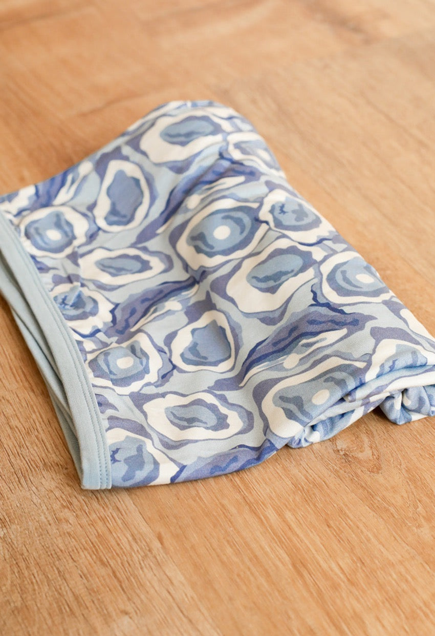 Blue Oyster Bamboo Swaddle Blanket