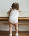 Pink Toile Bamboo Henley Onesie with Snaps