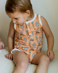 Orange Bunny Bamboo Henley Onesie with Snaps