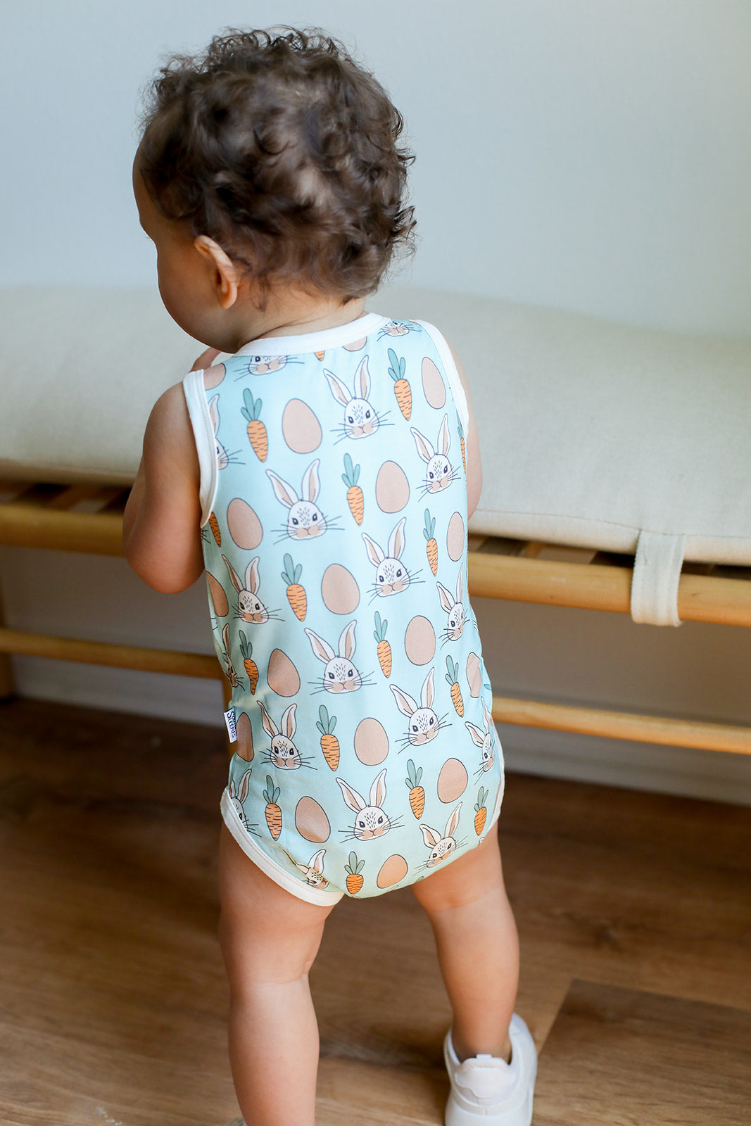 Blue Bunny Bamboo Henley Onesie with Snaps