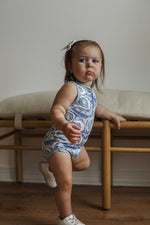 Load image into Gallery viewer, Blue Oyster Bamboo Henley Onesie with Snaps
