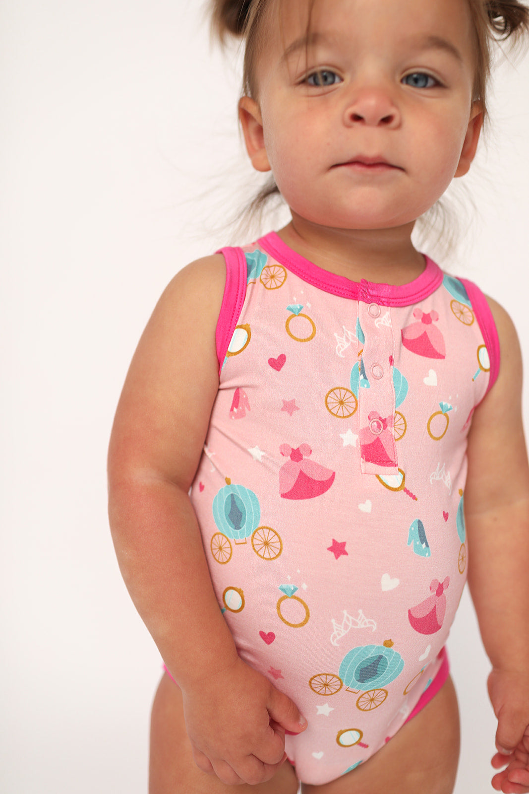 Princesses Bamboo Henley Onesie with Snaps